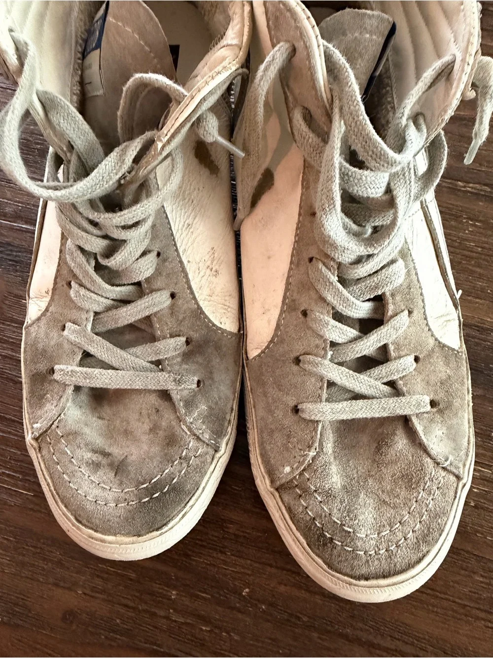 GGDB-Style Cream & Beige High-Top Sneaker for Women